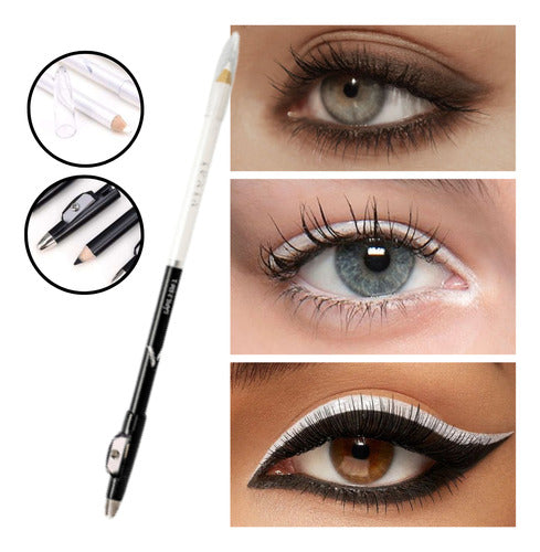 Lápis De Olho Duo Preto E Branco Com Apontador Makeup