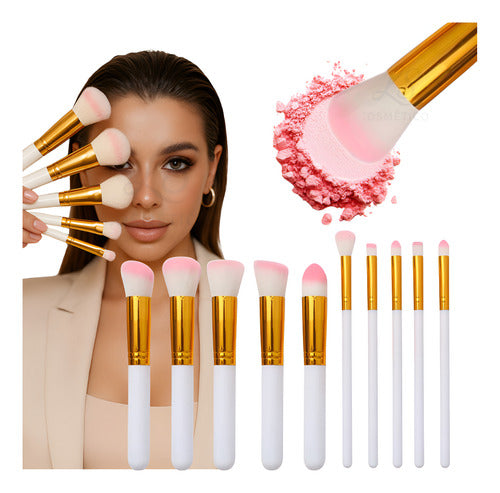 Kit com 10 Pincéis Make Alta Precisão