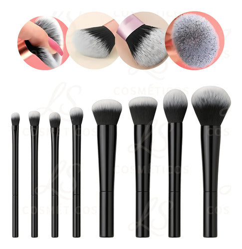 Kit De 8 Pincéis Maquiagem Profissional