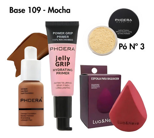 Kit 4 Un Jelly Primer + Base Soft Matte, Pó 14g + Brinde