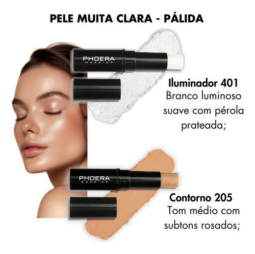 Kit Glow Contorno + Iluminador Bastão Alta Qualidade +brinde