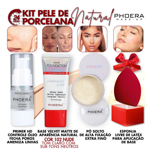 Kit 4und 24hr Prova D'água  Primer + Base Matte + Pó +brinde