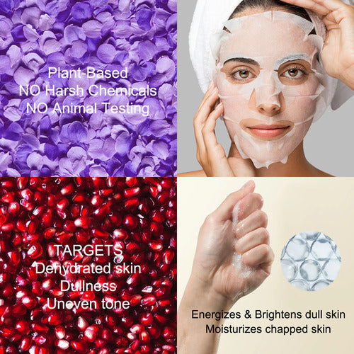 Kit 6 Máscaras Faciais Hidrogel Ingredientes Naturais Glow