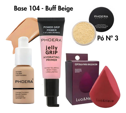 Kit 4 Un Jelly Primer + Base Soft Matte, Pó 14g + Brinde