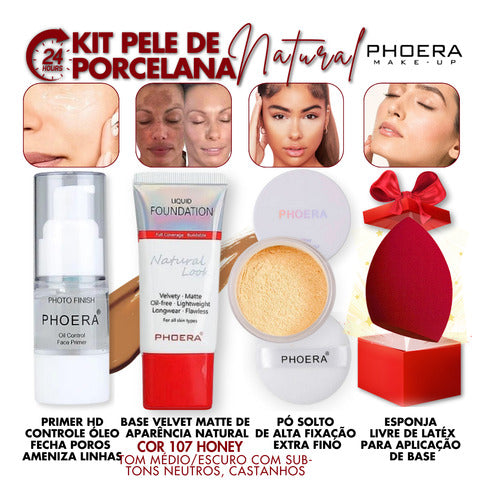 Kit 4und 24hr Prova D'água  Primer + Base Matte + Pó +brinde