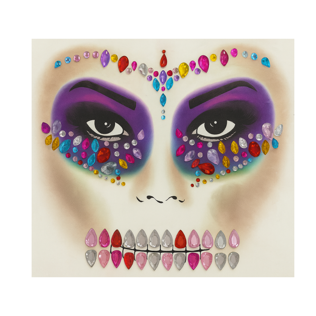 Adesivo Facial Halloween Fantasia Catrina Caveira Mexicana