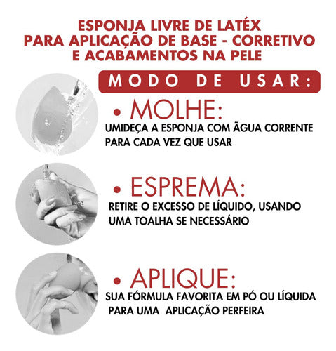 Kit 3un Base Soft Matte 24h +pó Prova D'agua +esponja Phoera
