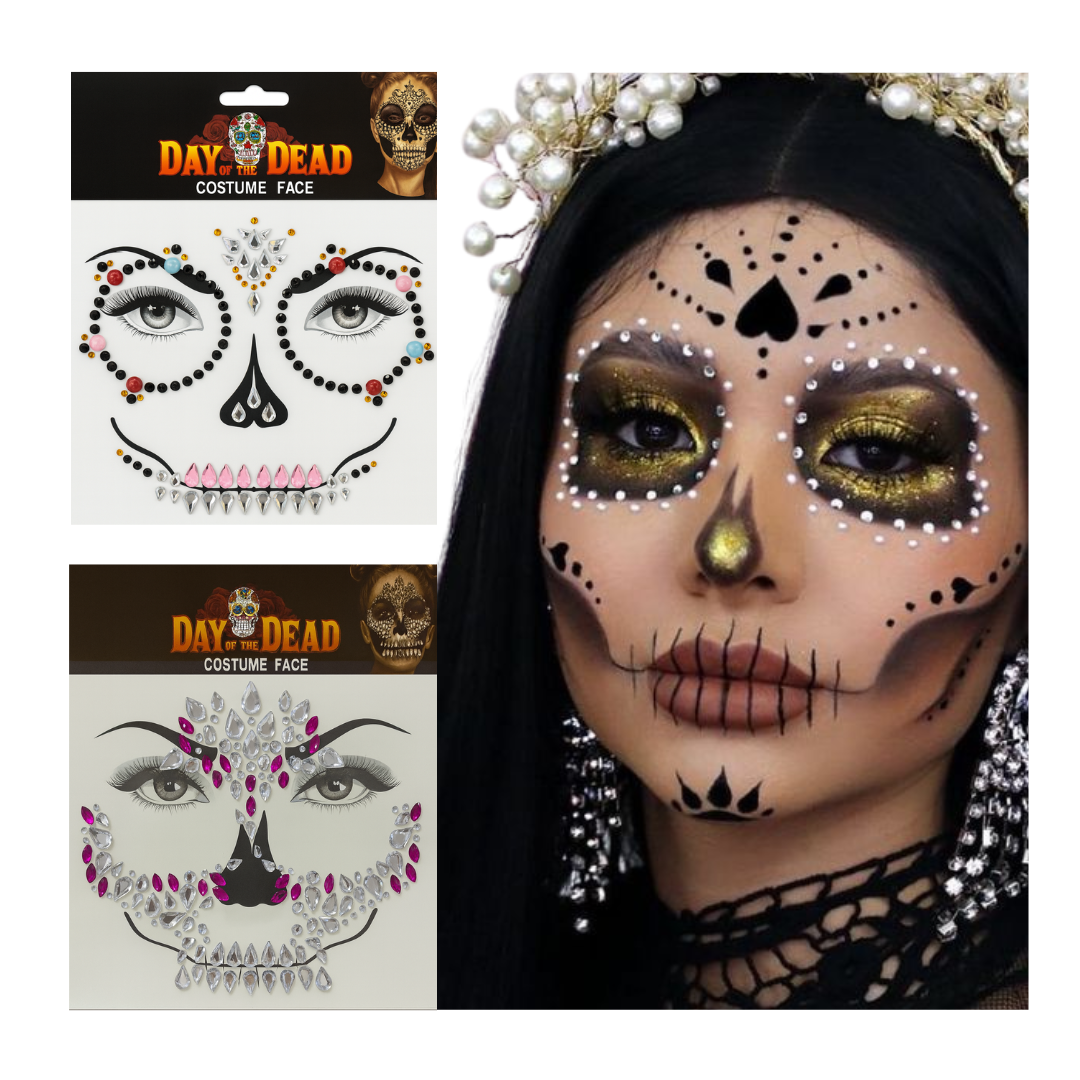 Adesivo Facial Halloween Fantasia Catrina Caveira Mexicana