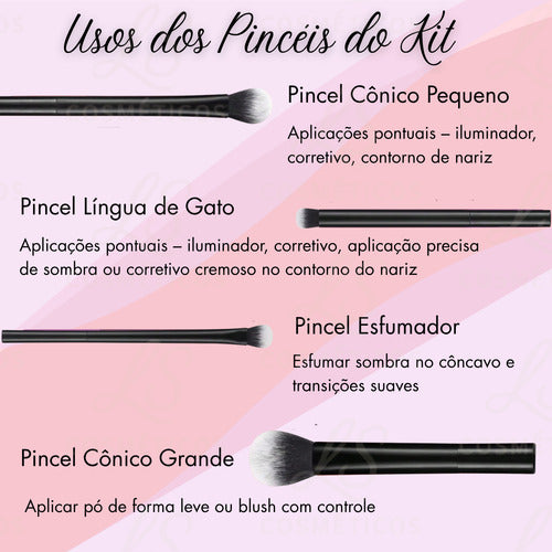 Kit De 8 Pincéis Maquiagem Profissional