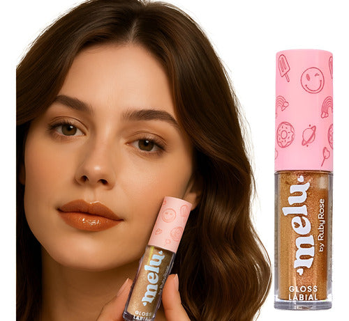 Gloss Líquido Labial Glitter Brilho Melu Glitter - Ruby Rose