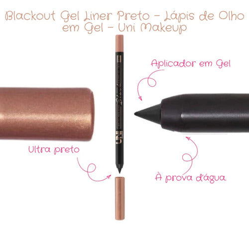 Lápis Em Gel A Prova De Água Gel Para Olhos Blackout Preto
