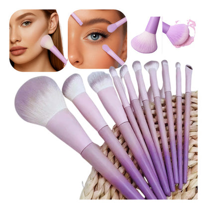 Kit 10 Pincéis Maquiagem Profissional Cerdas Macias