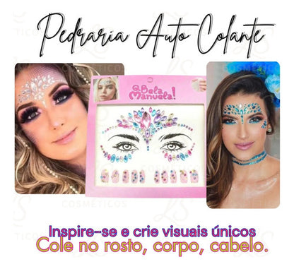 Kit 2und Pedraria Adesivo Auto Colante Festa Carnaval Brilho