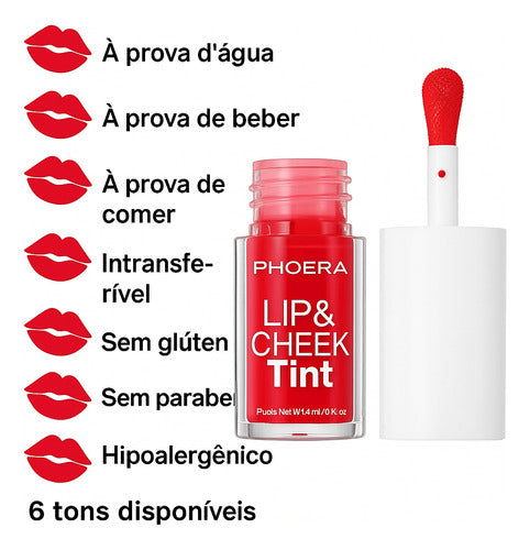 Lip Tint Matte Lábios e Bochechas Phoera