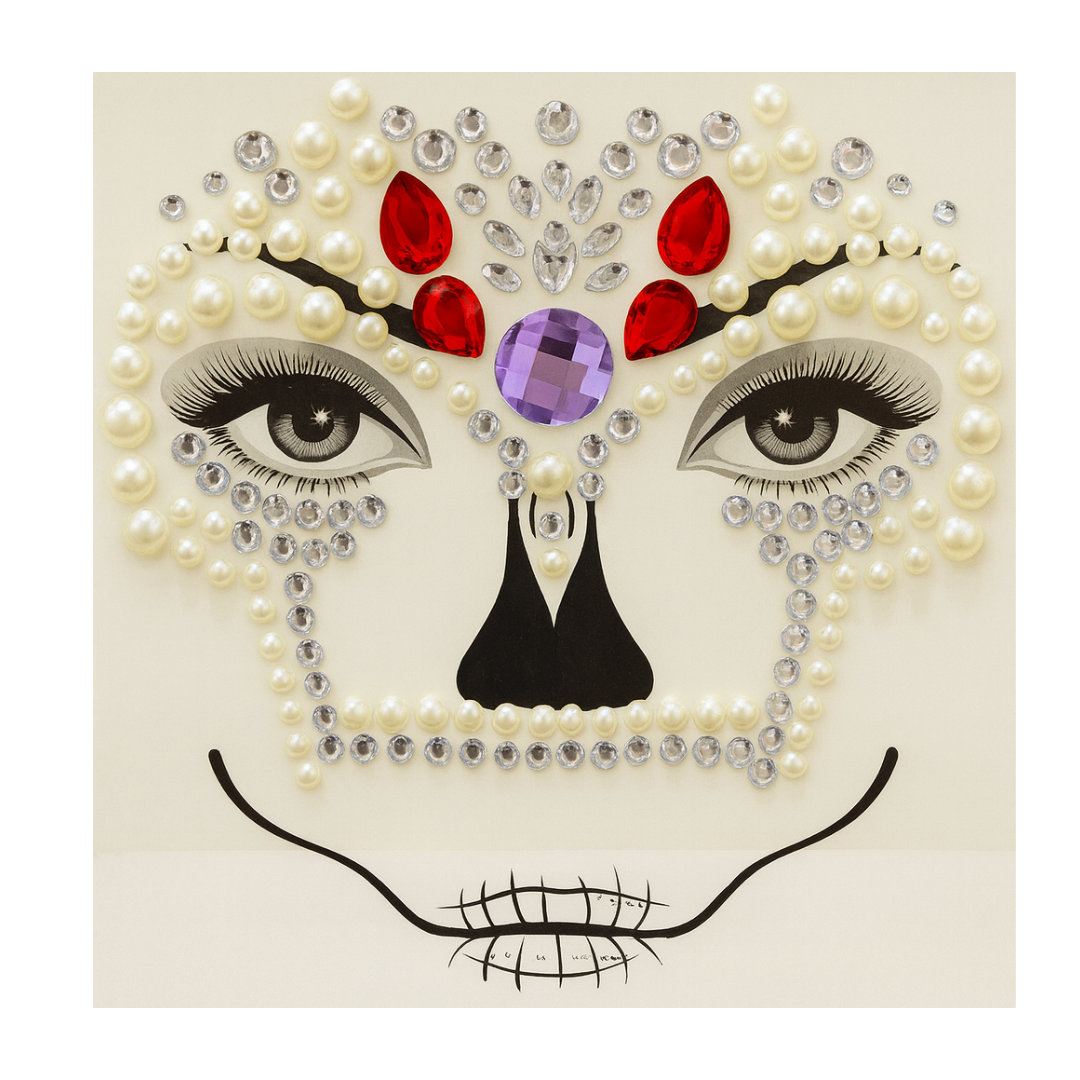 Adesivo Facial Halloween Fantasia Catrina Caveira Mexicana
