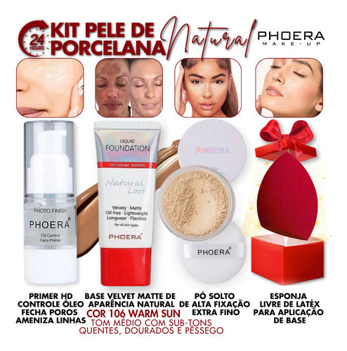 Kit 4und 24hr Prova D'água  Primer + Base Matte + Pó +brinde