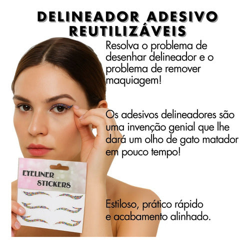 Delineador Adesivo Autocolante De Strass Make Festa Sortido