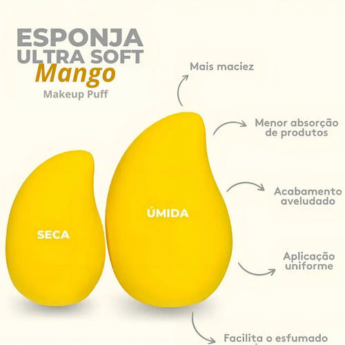 Esponja De Maquiagem Mango / Manga Super Macia E Versátil