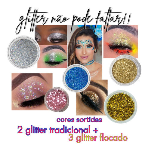 Kit 16un Maquiagem Make Carnaval Glitter Brilho Pedaria Glow
