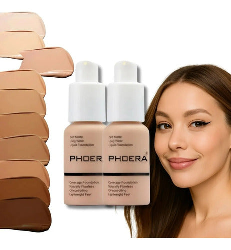 Kit 2 Bases Soft Matte Alta Cobertura Prova D'agua Phoera