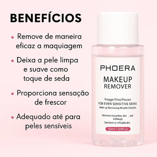 Demaquilante Bifásico Phoera Remove Maquiagem À Prova Dágua | Limpeza Profunda, Hidrata E Não Oleoso Retira A Maquiagem