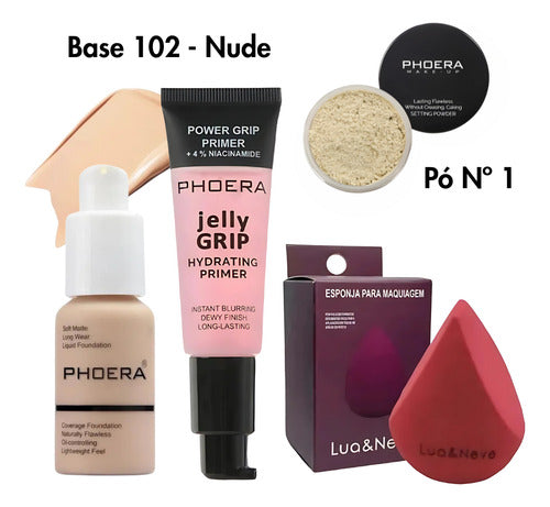 Kit 4 Un Jelly Primer + Base Soft Matte, Pó 14g + Brinde