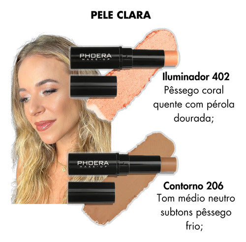 Kit Glow Contorno + Iluminador Bastão Alta Qualidade +brinde