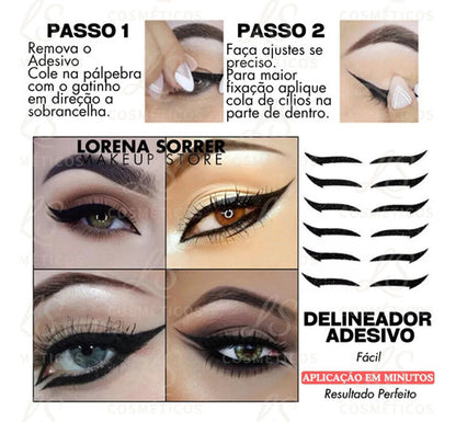 Cartela 5und Delineador Adesivo Autocolante Gatinho Prático