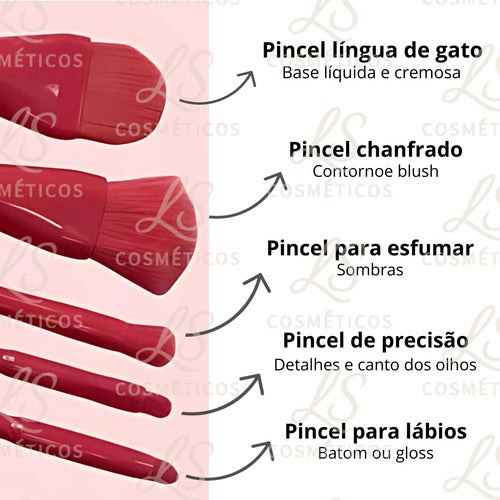5 Mini Pincéis De Bolsa Deluxe Premium Essenciais Necessarie
