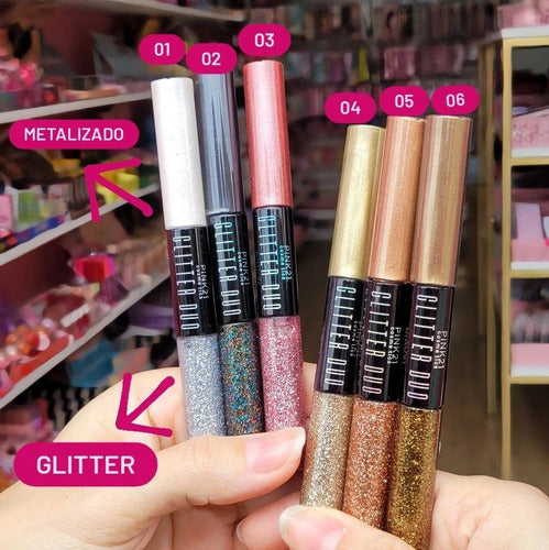 Delineador Duo 2 Em 1 Metálico E Glitter - Alta Resistência