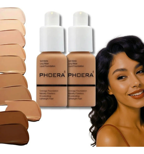 Kit 2 Bases Soft Matte Alta Cobertura Prova D'agua Phoera