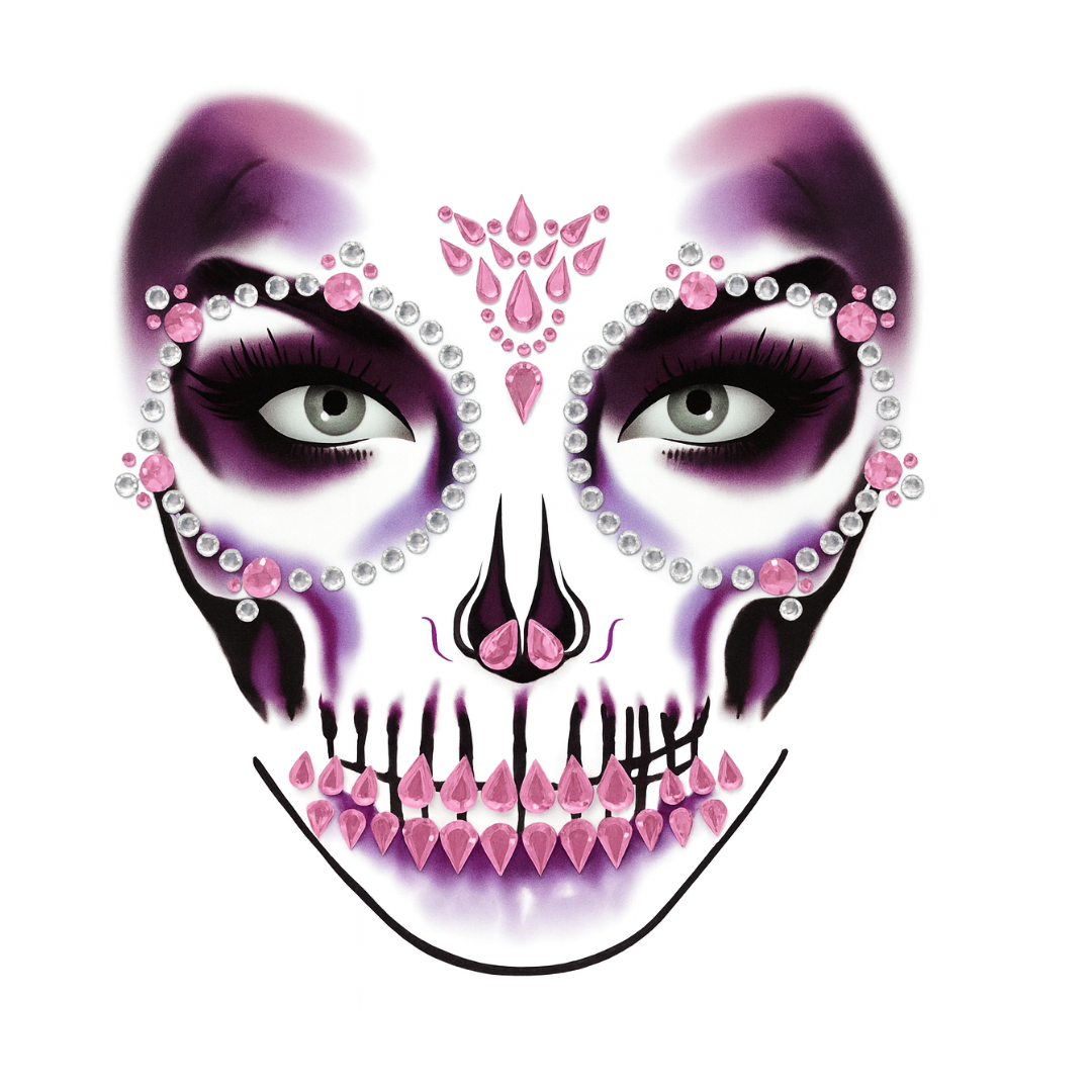 Adesivo Facial Halloween Fantasia Catrina Caveira Mexicana