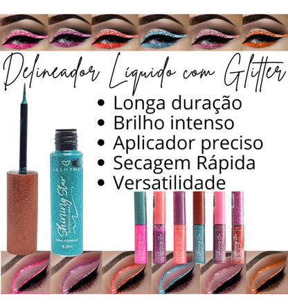 Delineador Líquido Glitter Brilho Shining Star Glow Jasmyne