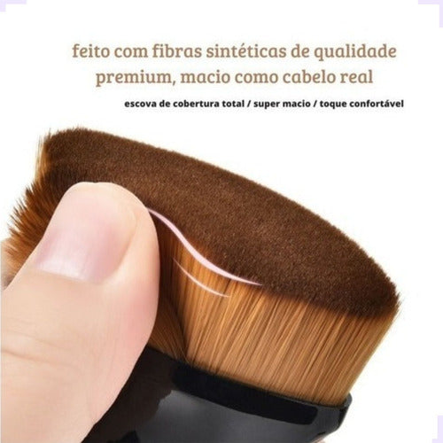 Kit 1 Pincel Maquiagem Hexagonal + Estojo Transparente Make Cor Preto