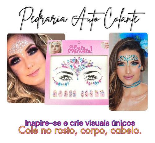 Kit 2und Pedraria + Pó Neon Adesivo Festa Carnaval Brilho