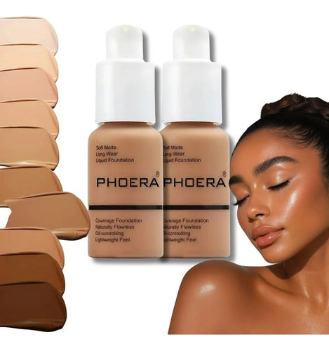 Kit 2 Bases Soft Matte Alta Cobertura Prova D'agua Phoera
