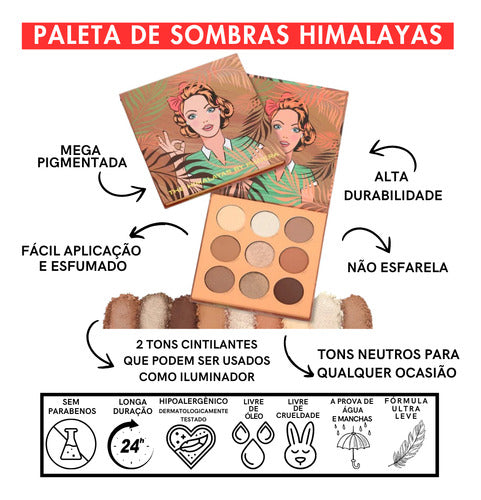 Kit Holiday maquiagem completo 5 itens - Phoera cc+