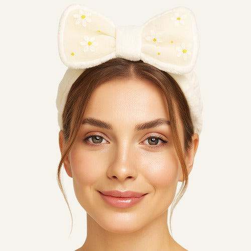 Faixa Tiara Nuvem Atoalhada Para Maquiagem E Skin Care