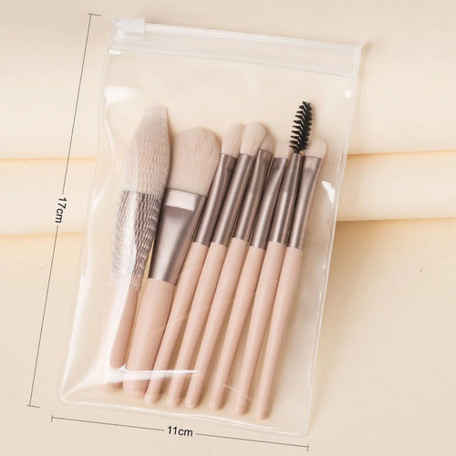 Kit 8 Pincéis De Maquiagem Com Case Transparente