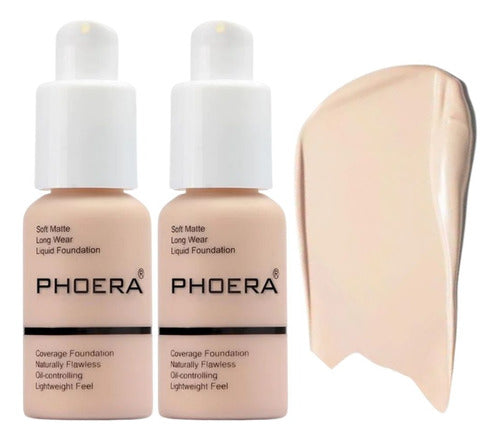 Kit 2 Bases Soft Matte Alta Cobertura Prova D'agua Phoera