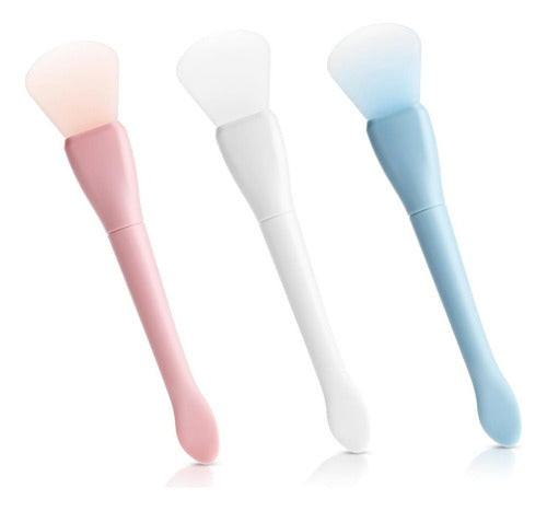 Kit 3 Pincéis Silicone Espatulas Skincare Máscara Creme