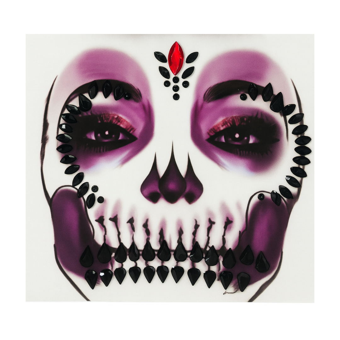 Adesivo Facial Halloween Fantasia Catrina Caveira Mexicana