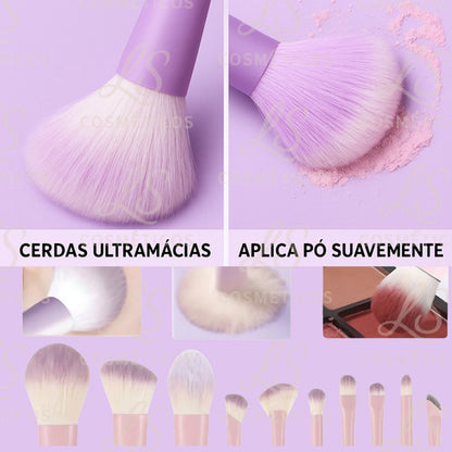 Kit 10 Pincéis Maquiagem Profissional Cerdas Macias