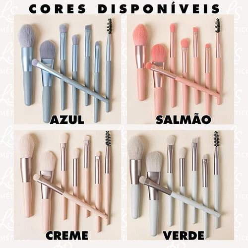 Kit 8 Pincéis De Maquiagem Com Case Transparente