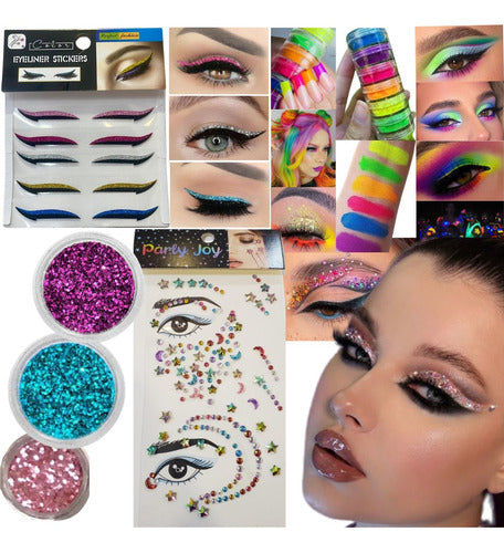 Kit 10und Make Festa Carnaval + Cartela Delineador + Pó Neon