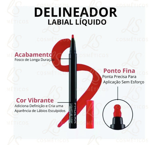 Delineador Labial Matte Contorno De Longa Duração Phoera