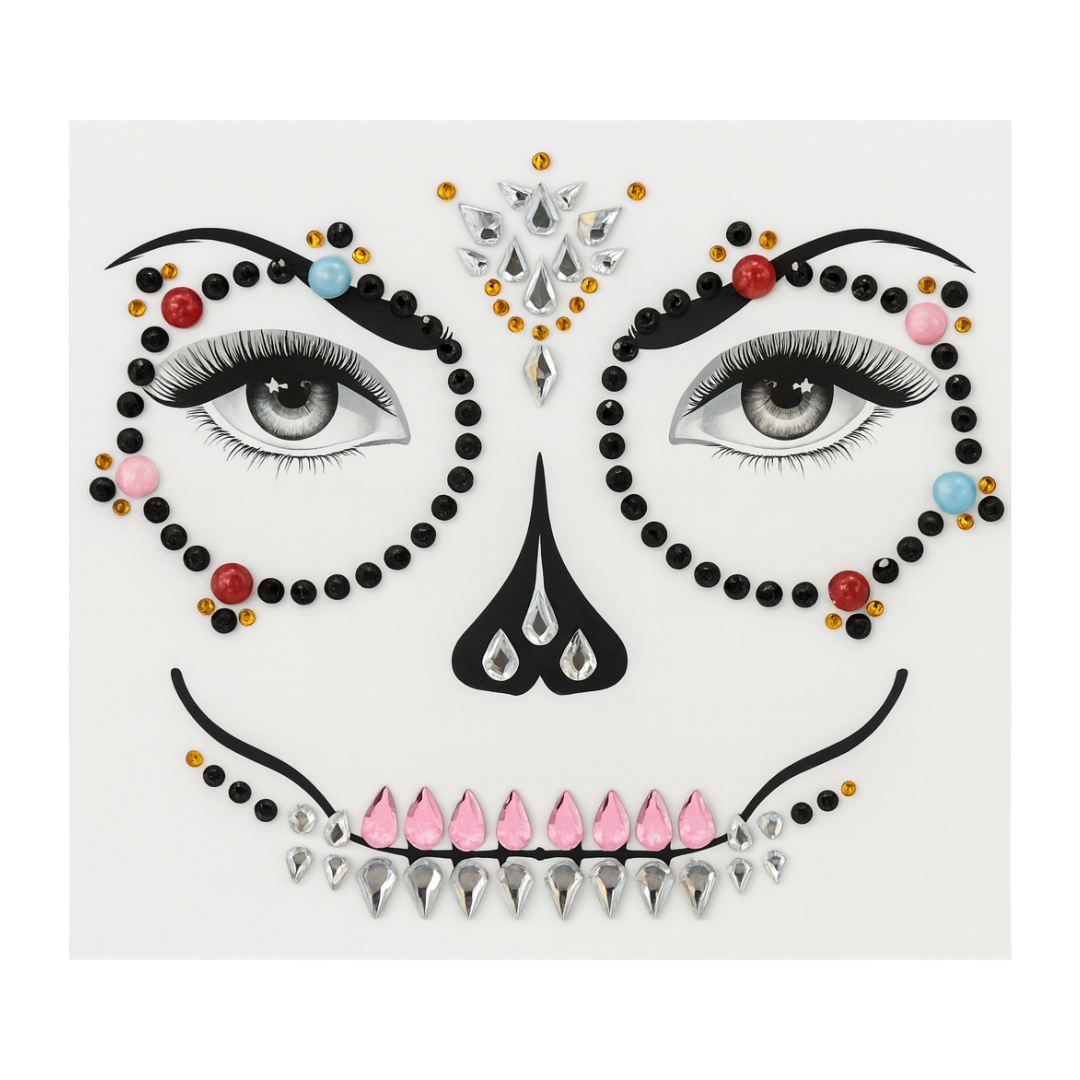 Adesivo Facial Halloween Fantasia Catrina Caveira Mexicana