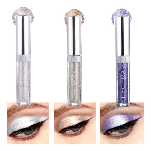 Kit 3 Sombra Líquida Glitter Glow A Prova De Água Pigmentado