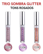 Kit 3 Sombra Líquida Glitter Glow A Prova De Água Pigmentado
