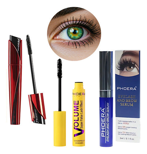 Kit 3un Phoera: Máscaras Volume + 9d + Sérum Para Cílios
